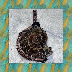 Exclusive Handmade Ammonite Wire wrapped Pemdant